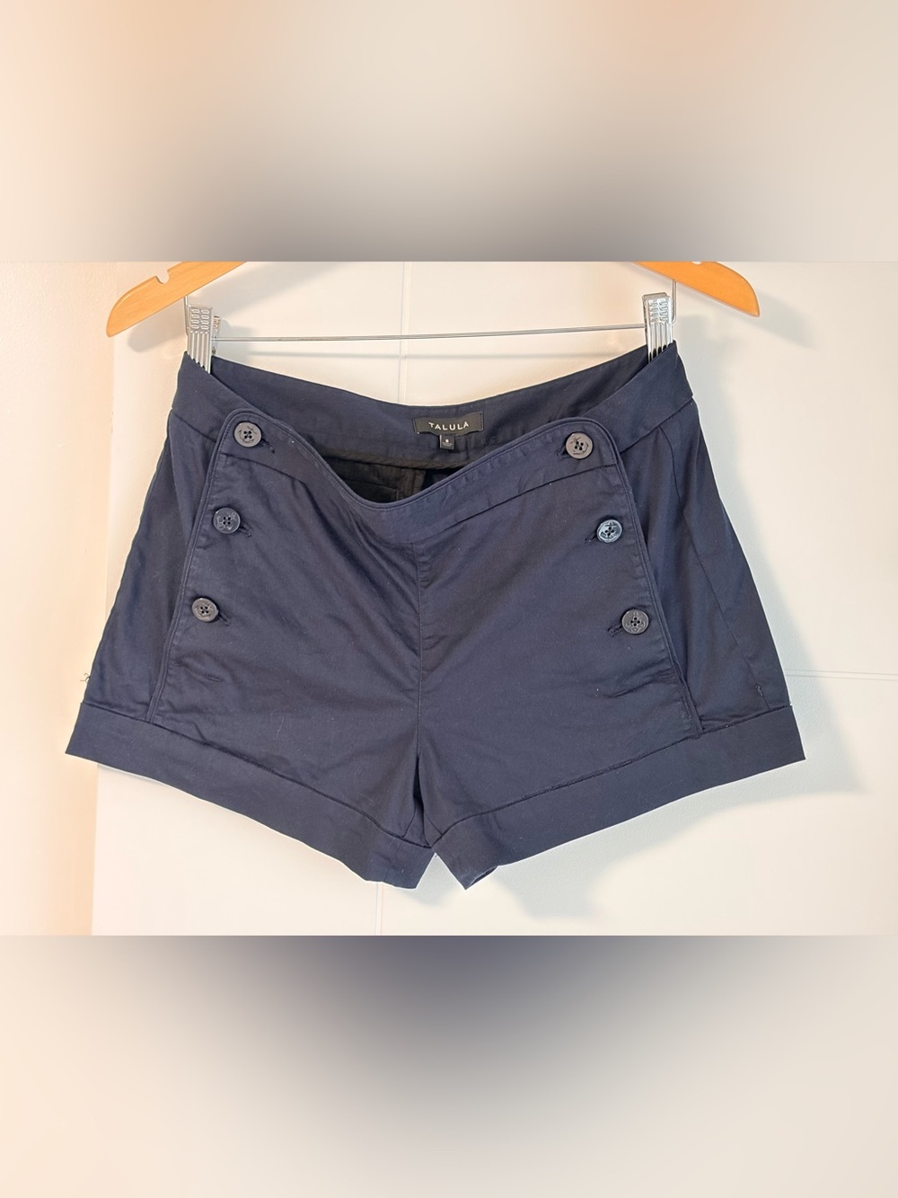 Talula Navy Double-Button Women’s Shorts